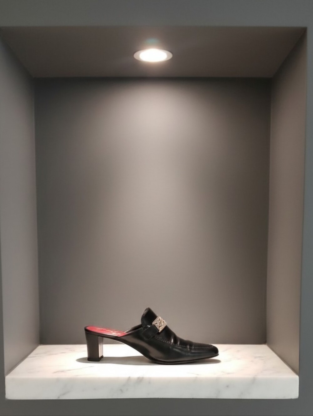 Brighton Black Made In Italy Leather Slip-On Mules with Silver Accent
